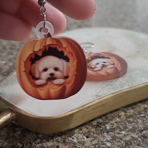 3/$16🎁 Pumpkin Dog Earrings Halloween Thanksgiving Novelty